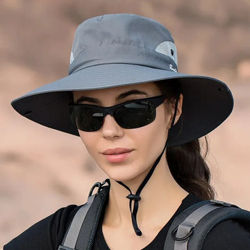 Breathable Summer Sun Hat with Ponytail Hole – Foldable Outdoor UV Protection Polyester Fisherman Hat (Unisex)