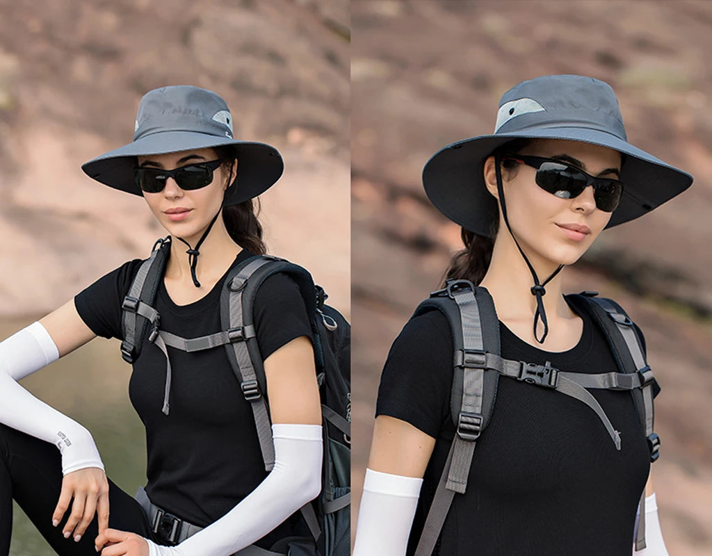 Breathable Summer Sun Hat with Ponytail Hole – Foldable Outdoor UV Protection Polyester Fisherman Hat (Unisex)
