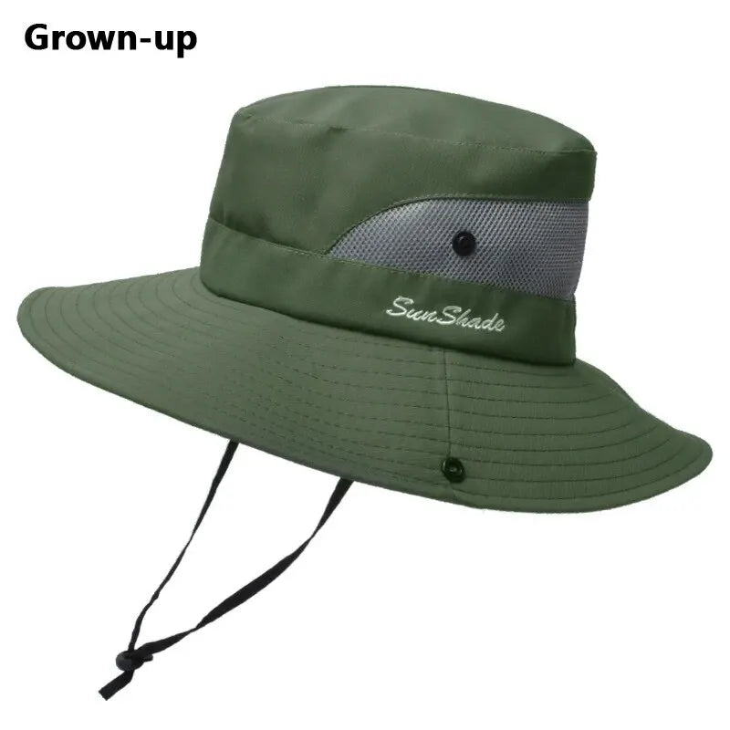 Breathable Summer Sun Hat with Ponytail Hole – Foldable Outdoor UV Protection Polyester Fisherman Hat (Unisex)