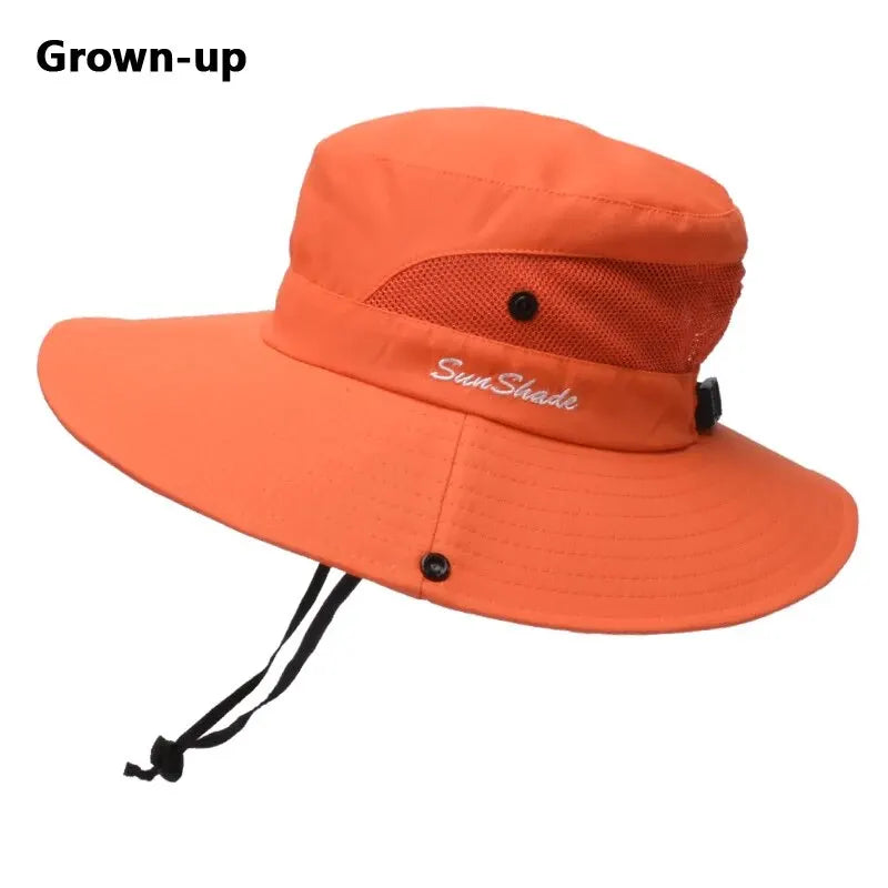 Breathable Summer Sun Hat with Ponytail Hole – Foldable Outdoor UV Protection Polyester Fisherman Hat (Unisex)
