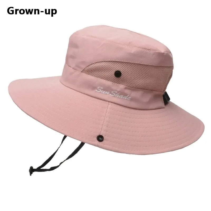 Breathable Summer Sun Hat with Ponytail Hole – Foldable Outdoor UV Protection Polyester Fisherman Hat (Unisex)