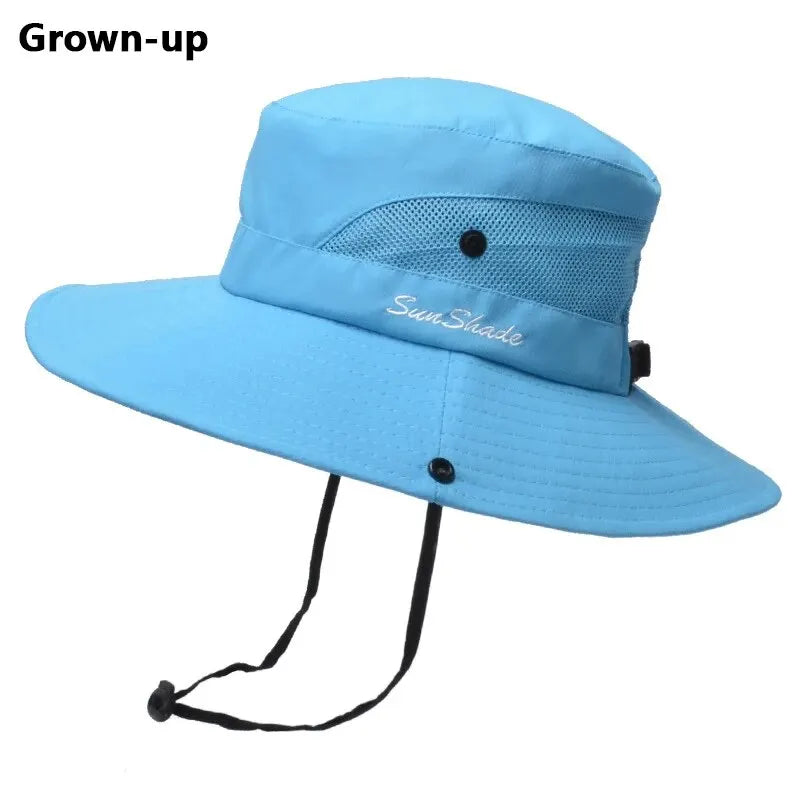 Breathable Summer Sun Hat with Ponytail Hole – Foldable Outdoor UV Protection Polyester Fisherman Hat (Unisex)