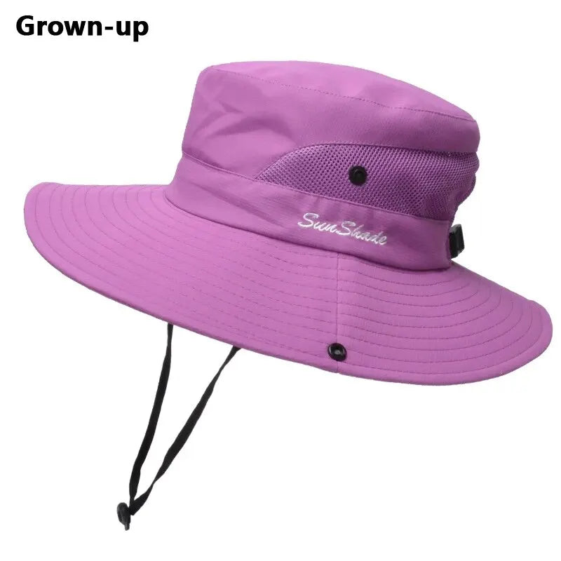 Breathable Summer Sun Hat with Ponytail Hole – Foldable Outdoor UV Protection Polyester Fisherman Hat (Unisex)