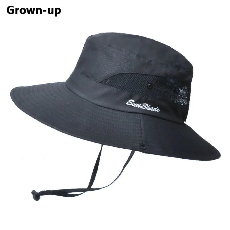 Breathable Summer Sun Hat with Ponytail Hole – Foldable Outdoor UV Protection Polyester Fisherman Hat (Unisex)
