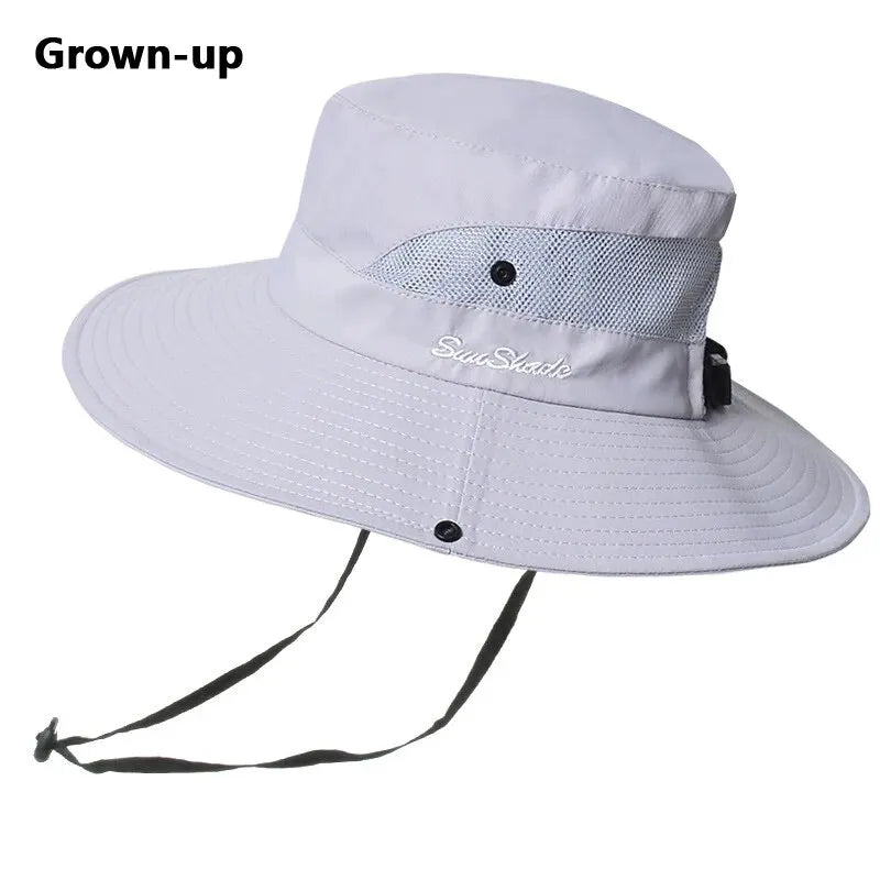 Breathable Summer Sun Hat with Ponytail Hole – Foldable Outdoor UV Protection Polyester Fisherman Hat (Unisex)