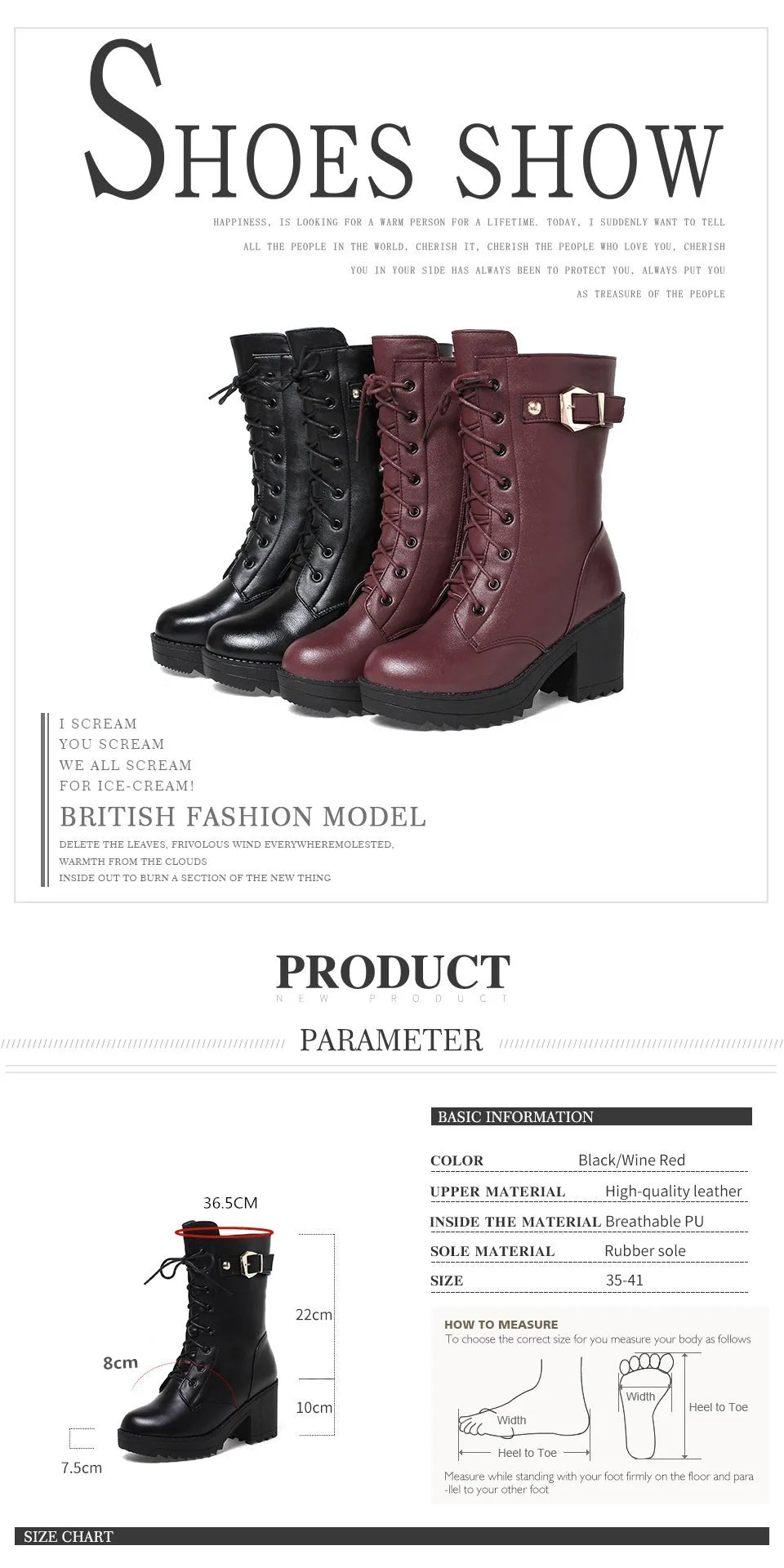 Women’s Winter Snow Boots – Warm Wool-Lined PU Leather Ankle Boots, Waterproof Thick Sole Lace-Up