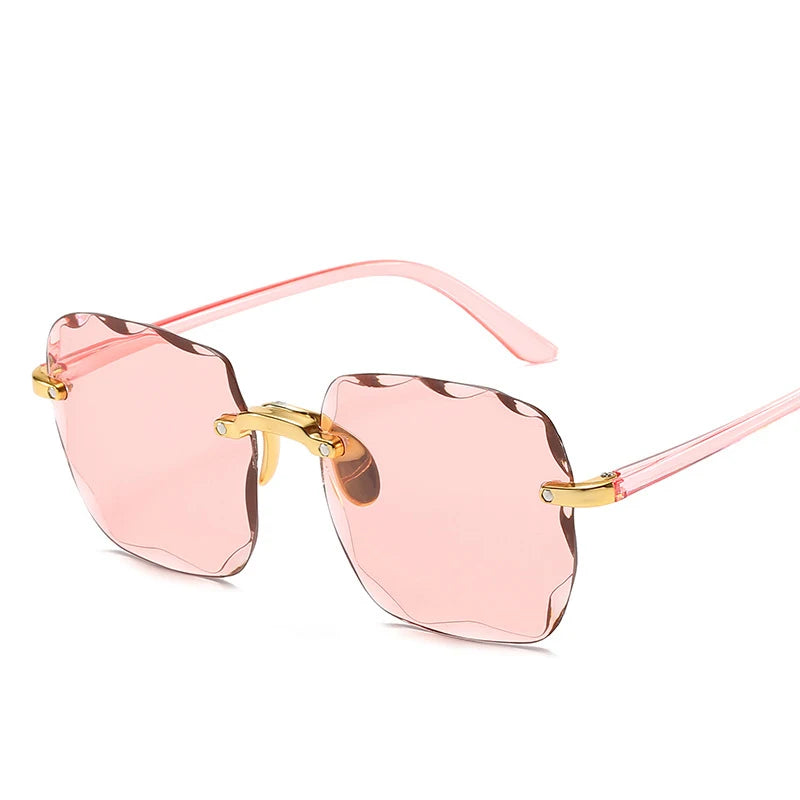 3PCS Square Rimless Square Sunglasses for Women – Luxury Designer Mirror Lens Fashion Summer Eyewear