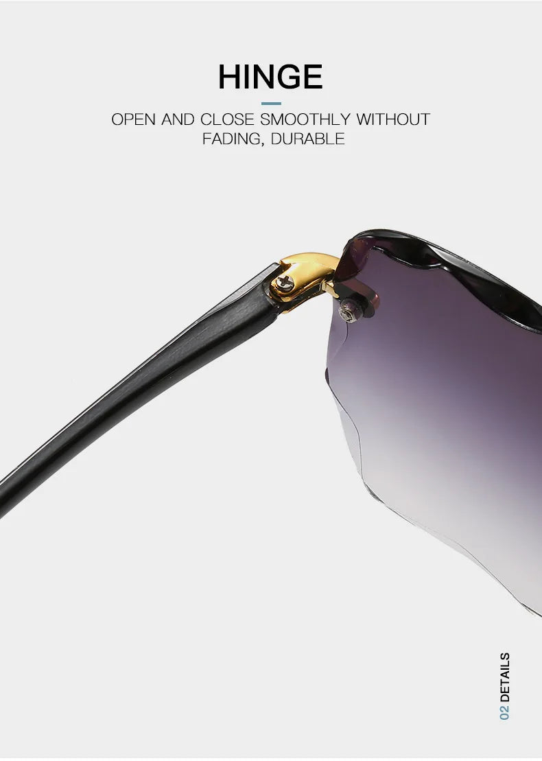3PCS Square Rimless Square Sunglasses for Women – Luxury Designer Mirror Lens Fashion Summer Eyewear