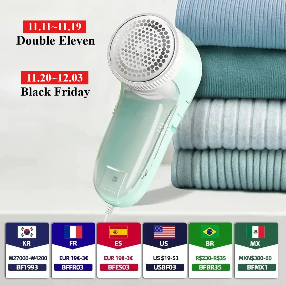 Electric Fabric Lint Remover – Portable Clothes Shaver with Stainless Steel Blades, USB 5V/2A Rechargeable Fuzz & Pill Remover for Wool & Garments