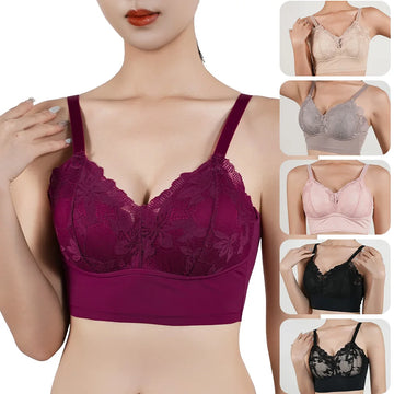 Plus Size Wireless Lace Push-Up Full Cup Bra – Seamless Thin Padded Adjustable Everyday Bra for Women (B–C Cups)