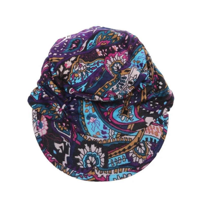 Women Autumn Winter Peaked Cap with Earflap – Warm Foldable Floral Print Casual Hat