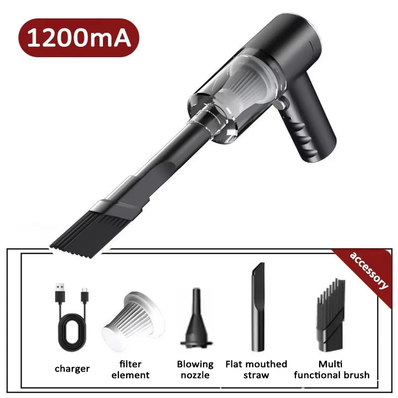 2900000PA 4-in-1 Cordless Car Vacuum Cleaner – USB Rechargeable High-Power Blower & Suction Portable Cleaning Device