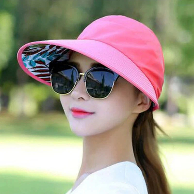 Women’s Foldable Wide Brim Sun Hat – UV Protection Summer Beach Visor Cap, Casual Lightweight Holiday Hat