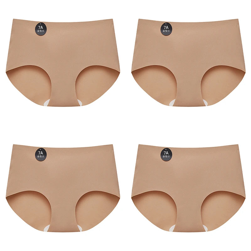FallSweet 4-Pack Seamless Ice Silk Women’s Panties – Soft Breathable Mid-Rise No-Show Briefs Underwear