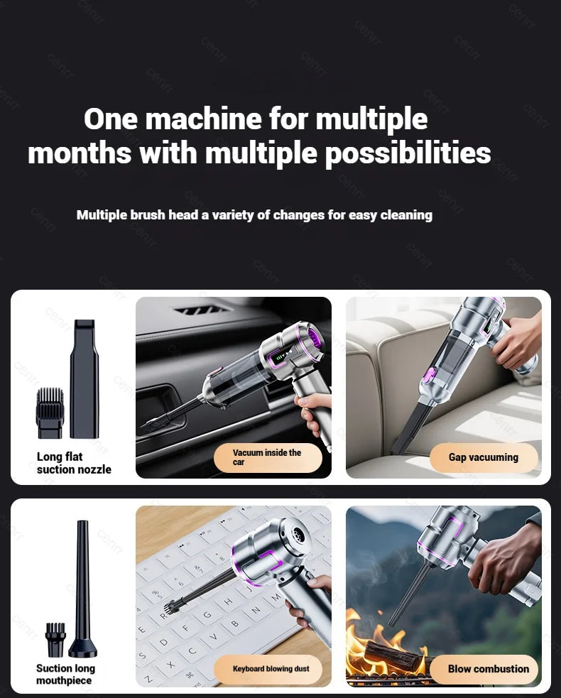 Cordless Mini Car Vacuum Cleaner 998000PA – Portable Handheld Blower for Car & Home Cleaning