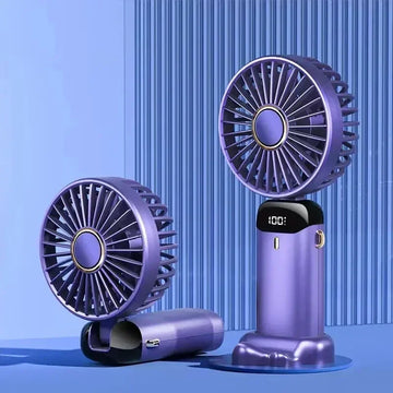 Portable Rechargeable Handheld Fan with LED Display, 5-Speed Mini Clip Fan with 90° Adjustable Head & Aromatherapy Function – USB Personal Cooling Fan for Office, Travel & Outdoor Use