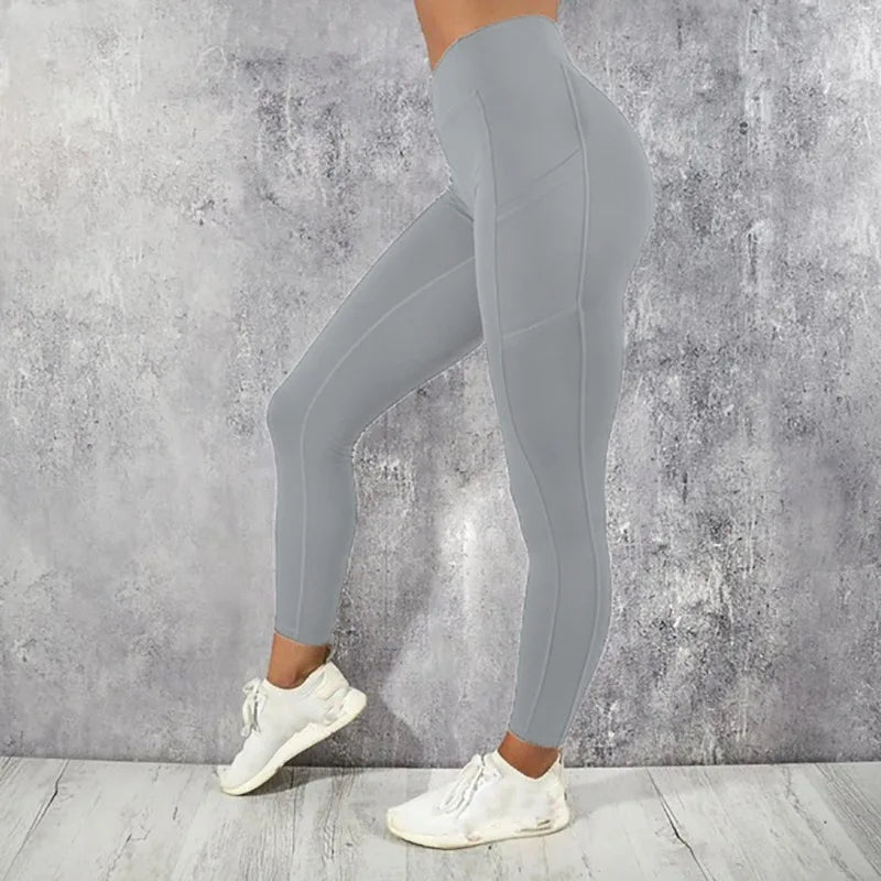 High Waist Yoga Leggings for Women – Butt Lifting Gym & Running Tights with Pocket, Stretchy Ankle-Length Sports Pants