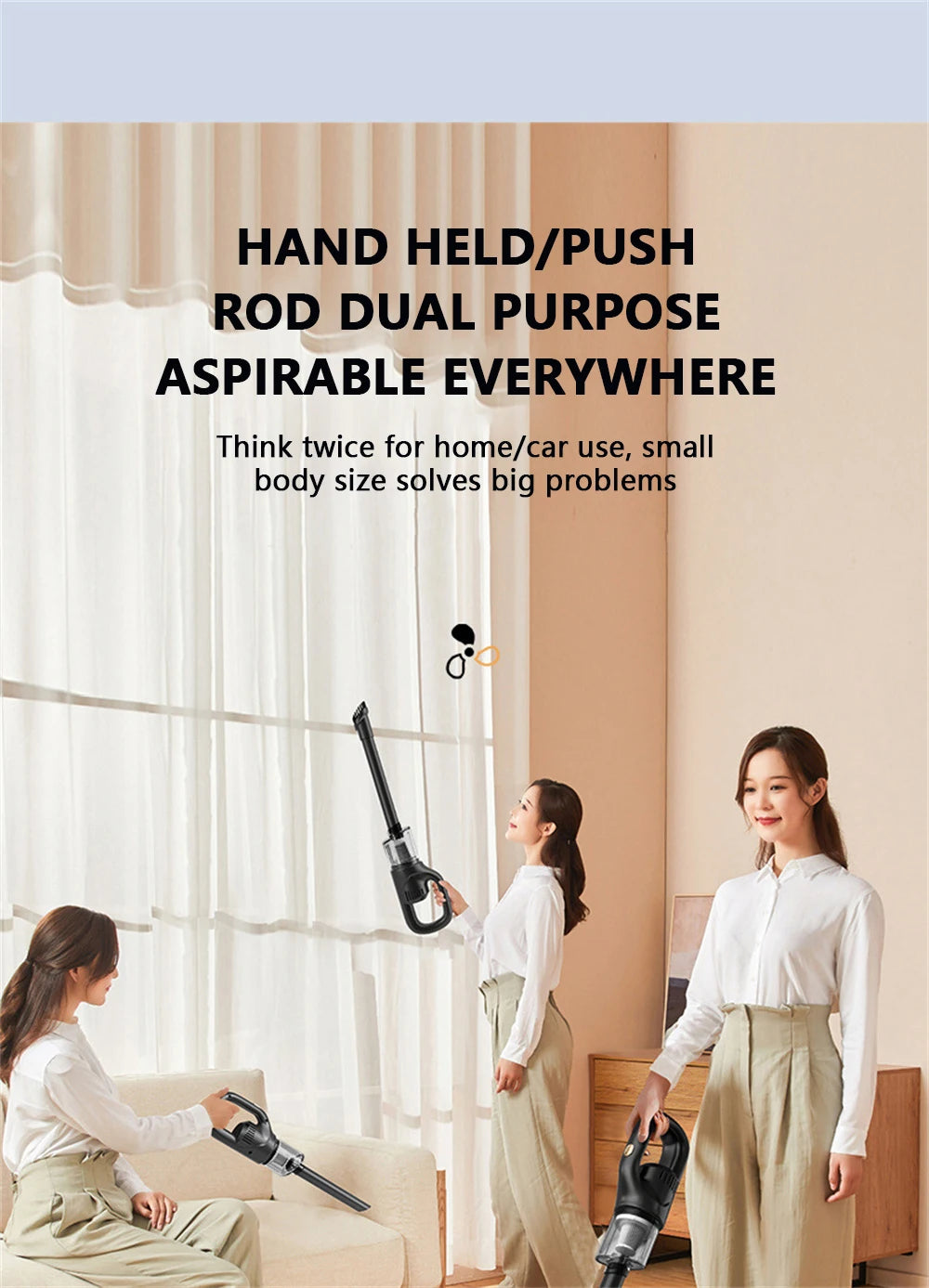 Cordless Handheld Vacuum Cleaner 50000Pa – Rechargeable Portable Mini Vacuum for Home, Car & Pet Hair Cleaning