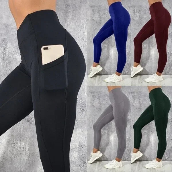 High Waist Yoga Leggings for Women – Butt Lifting Gym & Running Tights with Pocket, Stretchy Ankle-Length Sports Pants