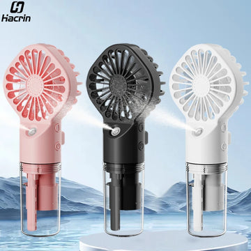 Portable Mini Handheld Mist Fan – USB Rechargeable 4-Speed Cooling & Humidifier Fan for Travel, Office & Outdoor Use