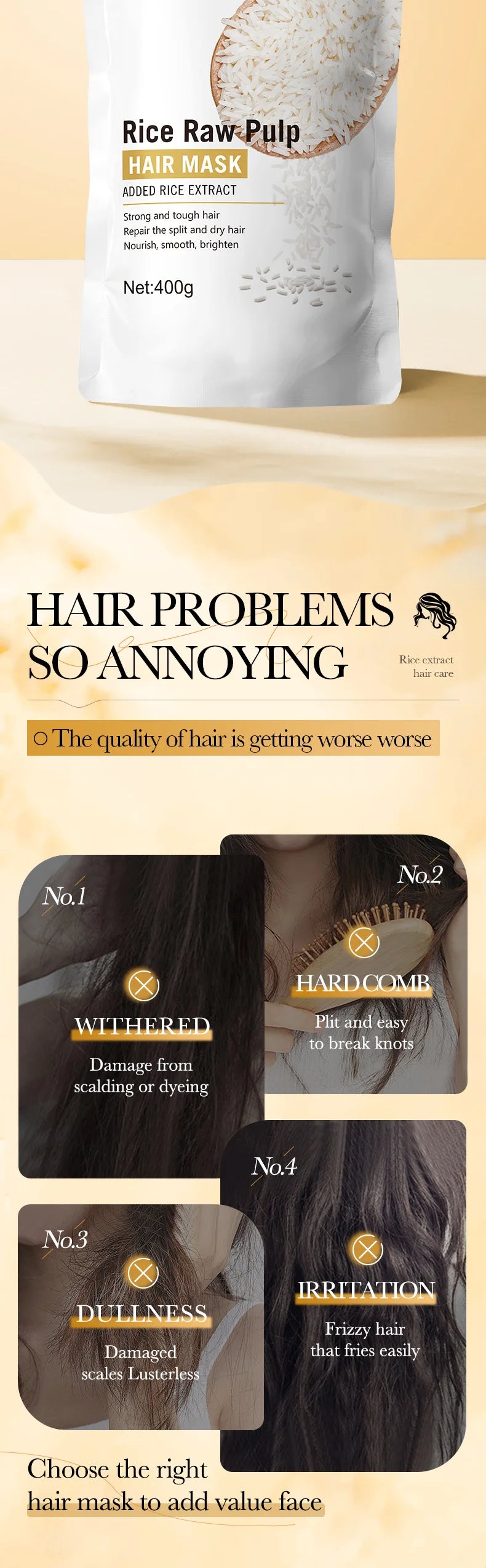 Magical Keratin Hair Mask – 5-Second Repair Treatment for Damaged, Frizzy Hair | Rice Extract Moisturizing Conditioner for Smooth, Shiny Hair