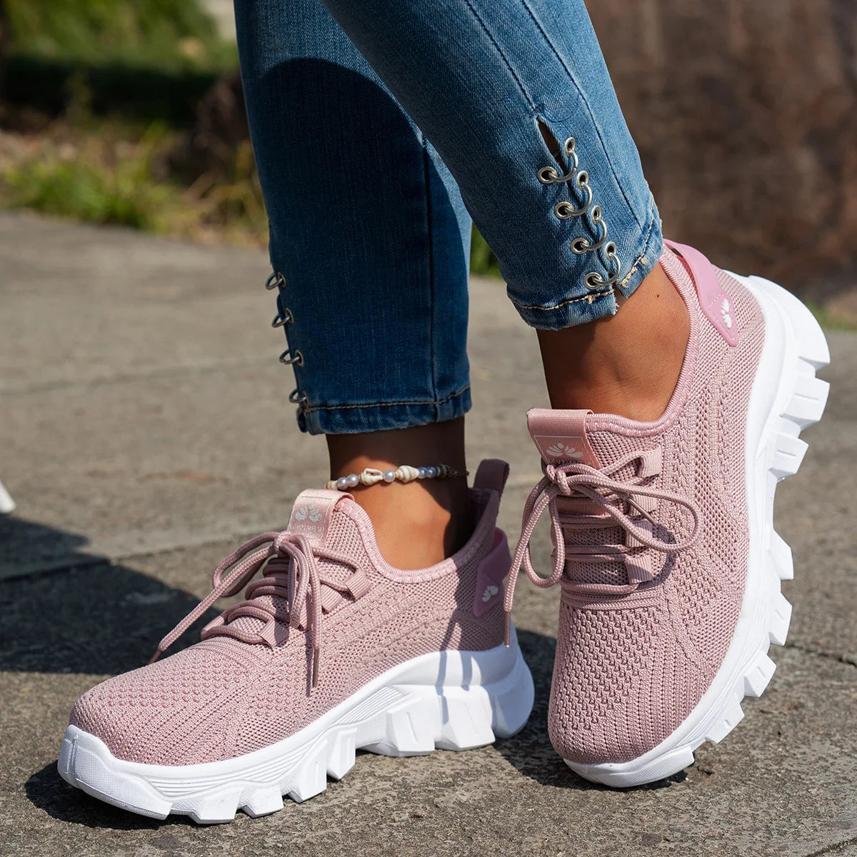 Women’s Lightweight Breathable Mesh Slip-On Walking Shoes – Plus Size Comfort Non-Slip Flat Sole Casual Spring Sneakers