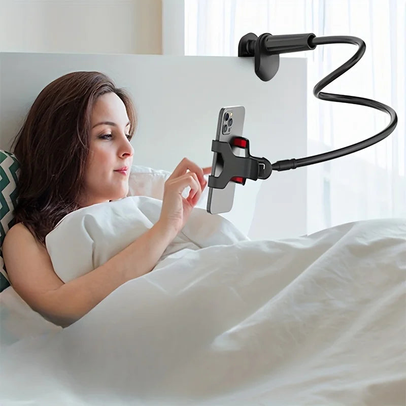 Lazy Bedside Phone Holder Clamp – Flexible Gooseneck Desktop & Bed Smartphone Mount Stand