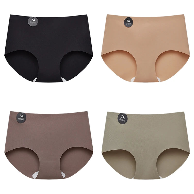 FallSweet 4-Pack Seamless Ice Silk Women’s Panties – Soft Breathable Mid-Rise No-Show Briefs Underwear