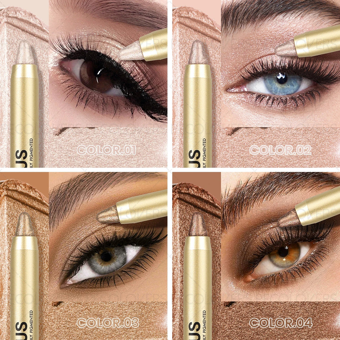 Smudge-Proof Waterproof Dual-Ended Eyeshadow Stick with Sponge Brush – Glitter & Matte Finishes
