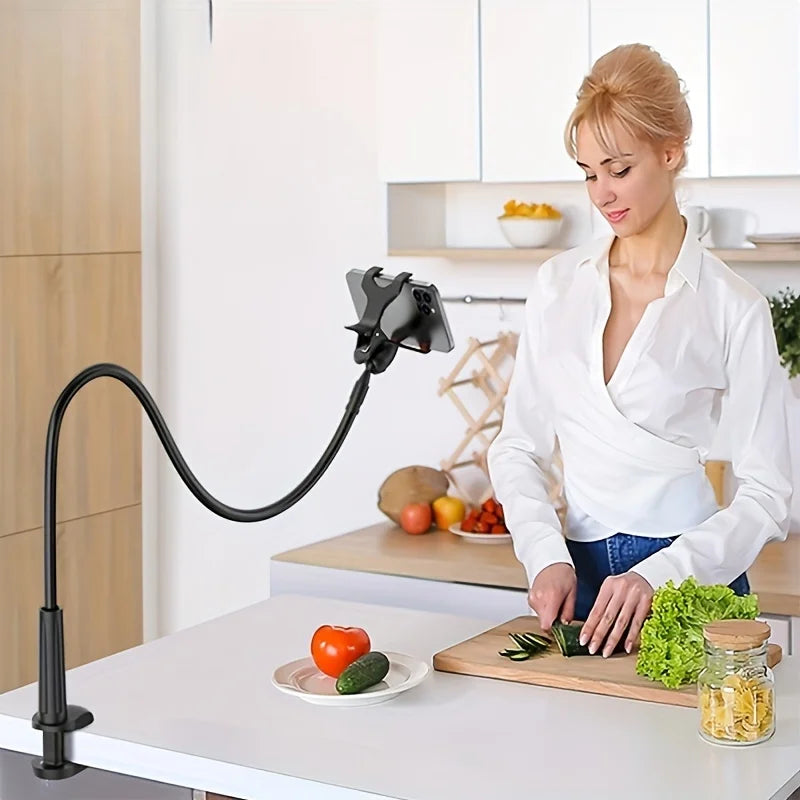 Lazy Bedside Phone Holder Clamp – Flexible Gooseneck Desktop & Bed Smartphone Mount Stand
