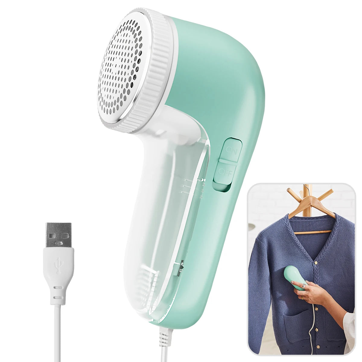Electric Fabric Lint Remover – Portable Clothes Shaver with Stainless Steel Blades, USB 5V/2A Rechargeable Fuzz & Pill Remover for Wool & Garments
