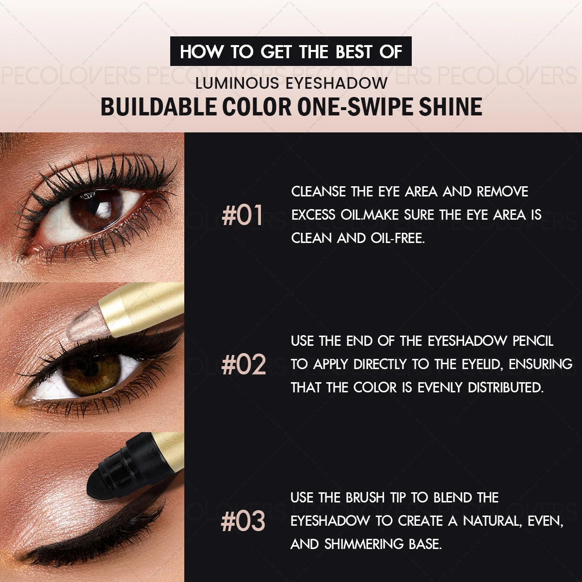 Smudge-Proof Waterproof Dual-Ended Eyeshadow Stick with Sponge Brush – Glitter & Matte Finishes