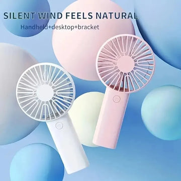 Mini USB Rechargeable Handheld Fan with Phone Holder – 3-in-1 Portable Desktop Cooling Fan, 3-Speed Quiet Mini Fan