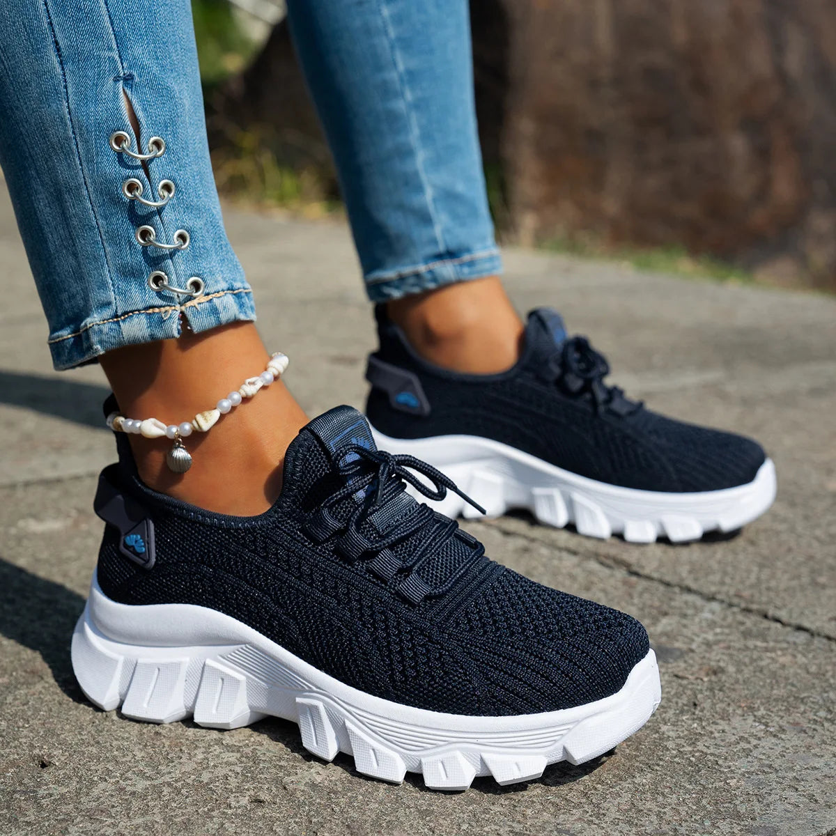 Women’s Lightweight Breathable Mesh Slip-On Walking Shoes – Plus Size Comfort Non-Slip Flat Sole Casual Spring Sneakers