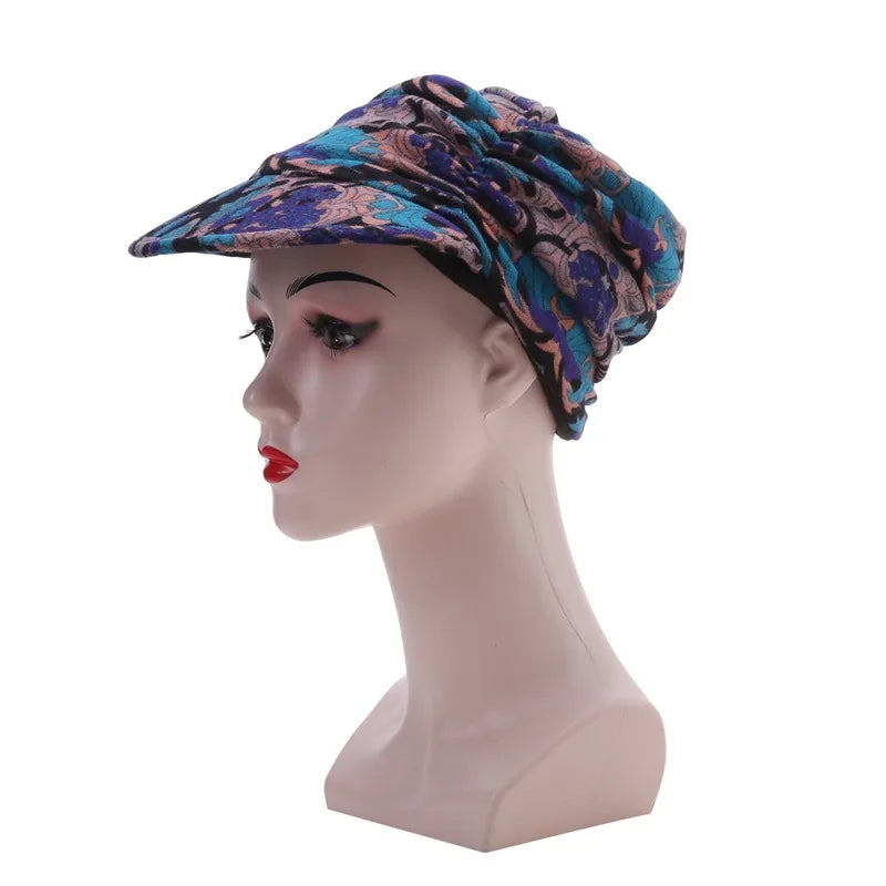 Women Autumn Winter Peaked Cap with Earflap – Warm Foldable Floral Print Casual Hat