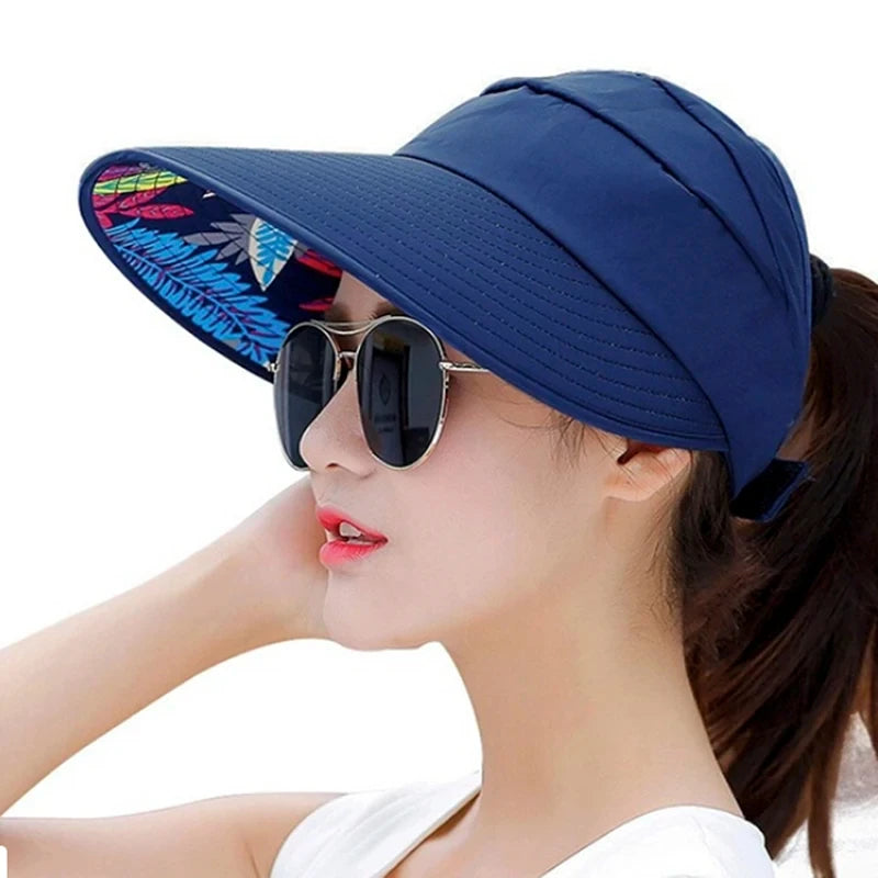 Women’s Foldable Wide Brim Sun Hat – UV Protection Summer Beach Visor Cap, Casual Lightweight Holiday Hat