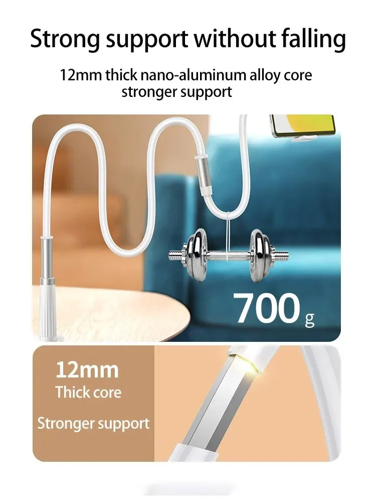 Lazy Bedside Phone Holder Clamp – Flexible Gooseneck Desktop & Bed Smartphone Mount Stand