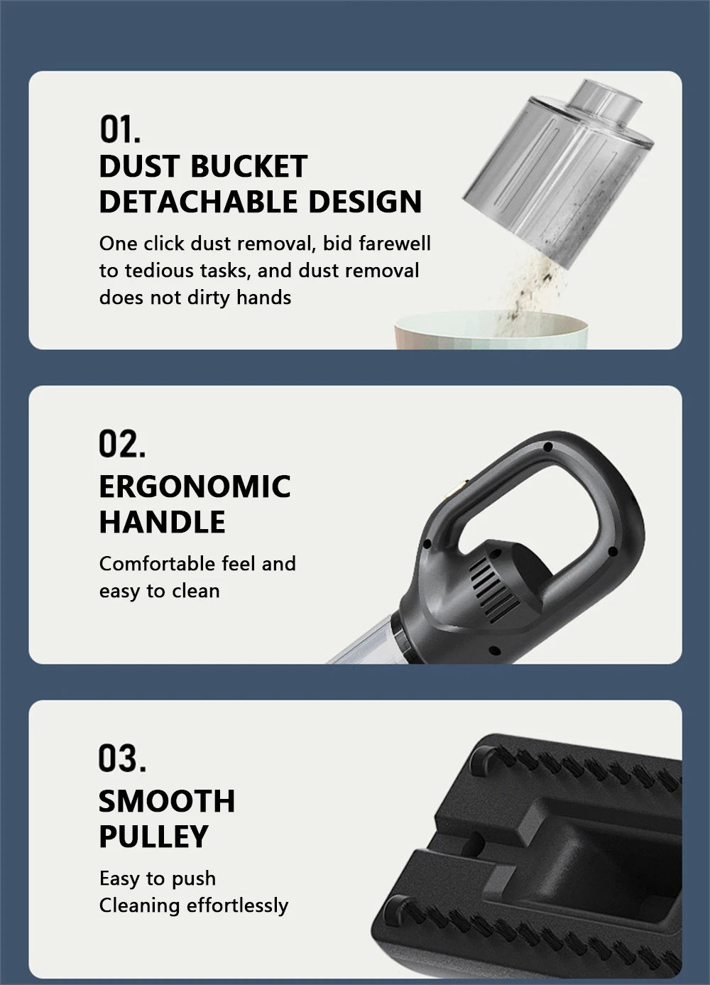 Cordless Handheld Vacuum Cleaner 50000Pa – Rechargeable Portable Mini Vacuum for Home, Car & Pet Hair Cleaning
