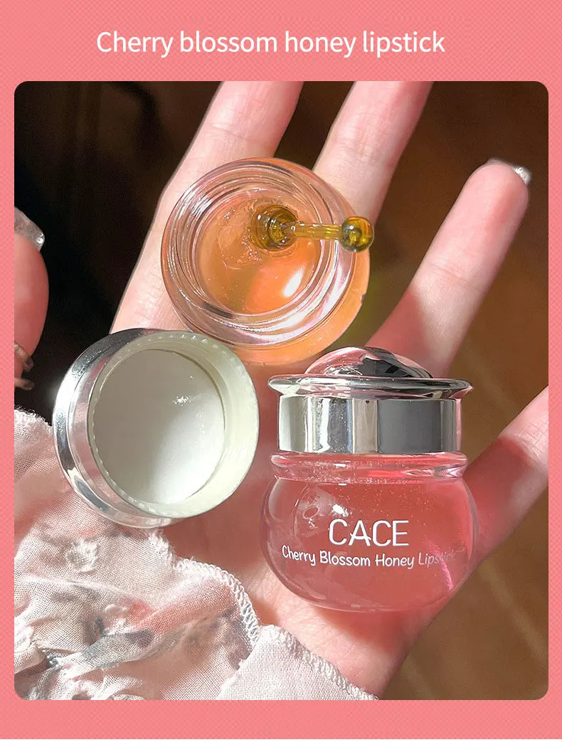 CACE Cherry Blossom Honey Lip Balm – Deep Hydration, Plumping Effect, Non-Sticky Glossy Finish, Nourishing Daily Lip Care (5g)