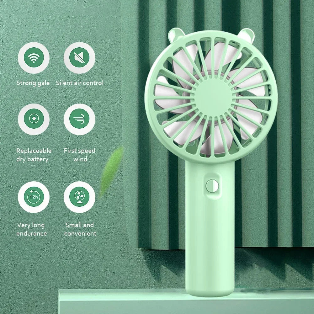 Portable Mini USB Rechargeable Handheld Cooling Fan – Compact Silent Personal Cooler for Travel, Desk & Eyelash Drying