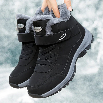 Women’s Winter Snow Boots – Warm Plush Fur Ankle Wedges, Non-Slip Waterproof Combat Hiking Boots