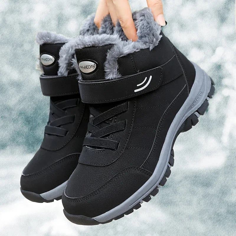 Women’s Winter Snow Boots – Warm Plush Fur Ankle Wedges, Non-Slip Waterproof Combat Hiking Boots