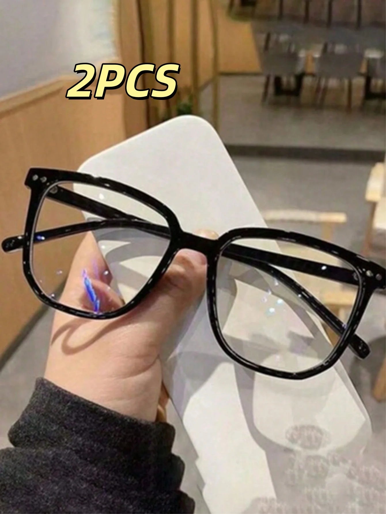 3-Pack Universal Square Frame Fashion Glasses – Clear Black Campus Style Eyewear for Back to School Use