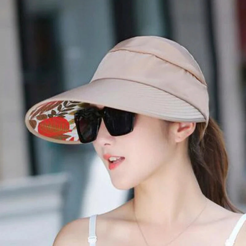 Women’s Foldable Wide Brim Sun Hat – UV Protection Summer Beach Visor Cap, Casual Lightweight Holiday Hat