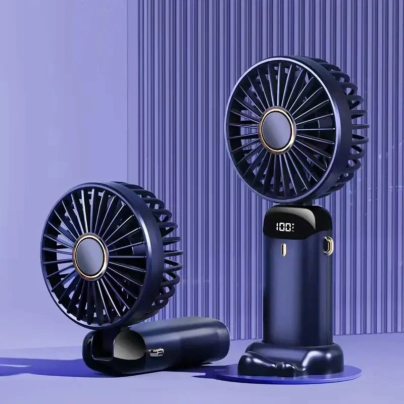 Portable Rechargeable Handheld Fan with LED Display, 5-Speed Mini Clip Fan with 90° Adjustable Head & Aromatherapy Function – USB Personal Cooling Fan for Office, Travel & Outdoor Use
