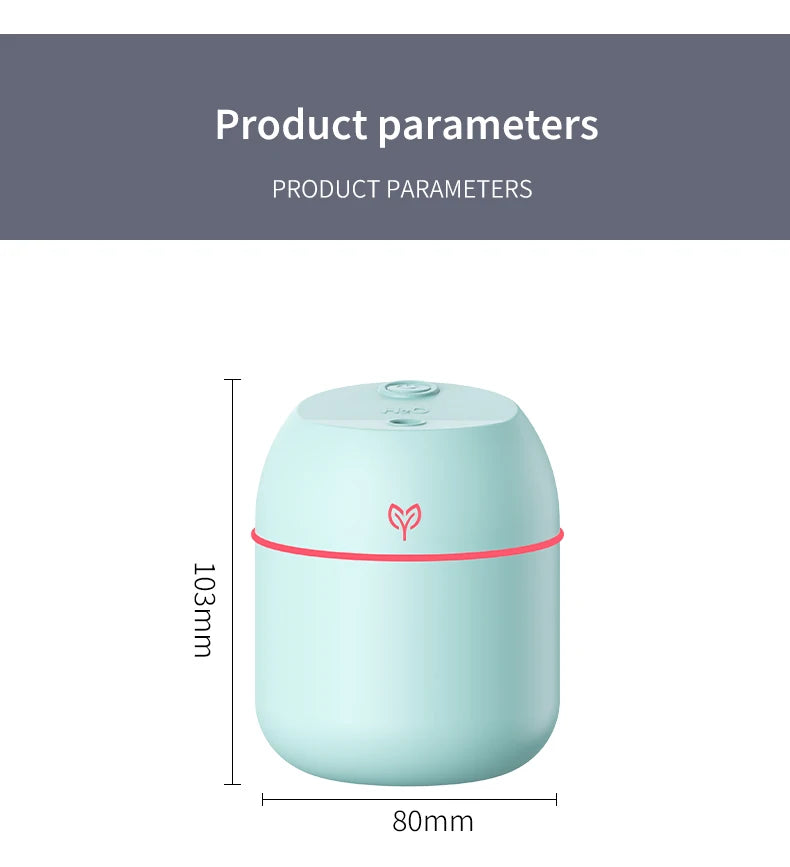 220ML USB Mini Cool Mist Humidifier – Quiet Desktop & Car Aromatherapy Air Humidifier with Auto Shut-Off