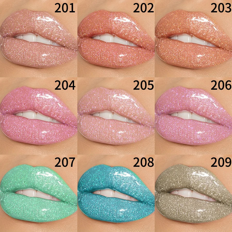 9-Color Diamond Shimmer Glitter Lip Gloss – Moisturizing Long-Lasting Sparkling Liquid Lipstick with Pearl Finish (3.5g)