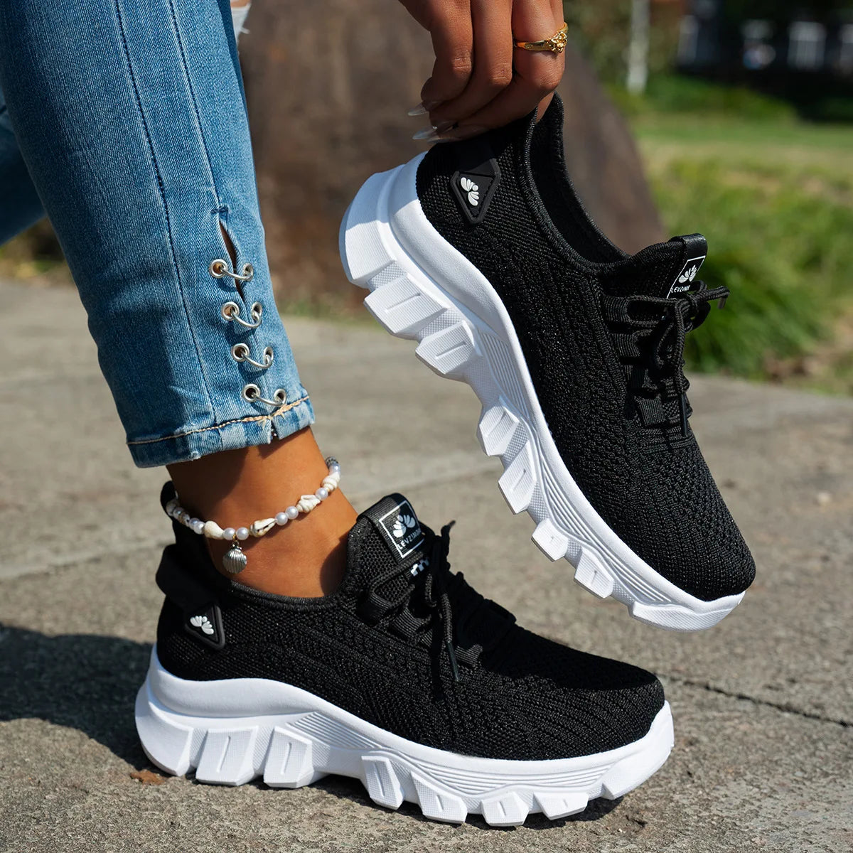 Women’s Lightweight Breathable Mesh Slip-On Walking Shoes – Plus Size Comfort Non-Slip Flat Sole Casual Spring Sneakers