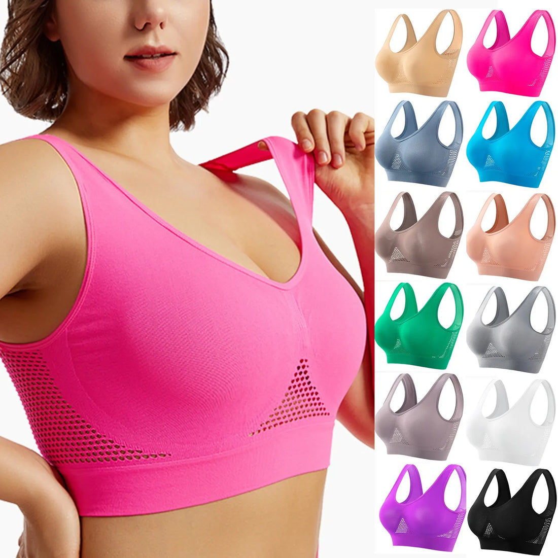 Shockproof Women’s Sports Bra – Breathable Knit Running & Yoga Tank Top, High-Support Anti-Sag Fitness Vest