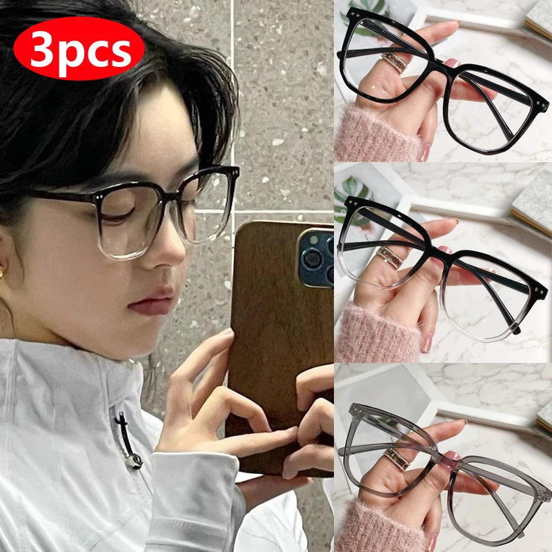 Anti-Blue Light Retro Flat Frame Glasses for Women – Hiking & Camping Eyewear (1/2/3 Pack)